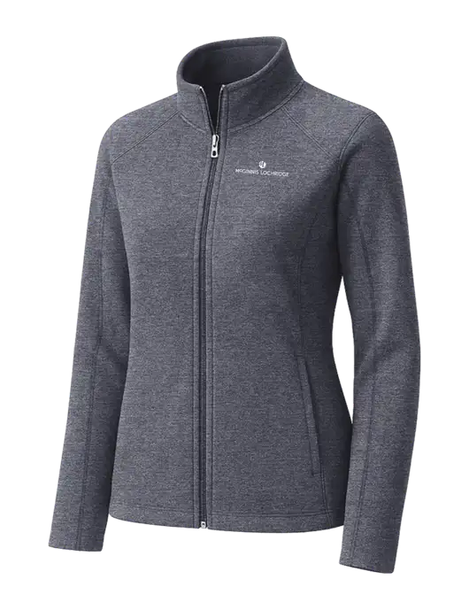 Light Navy Heather Womens Microfleece Full-Zip Jacket w/McGinnis Logo