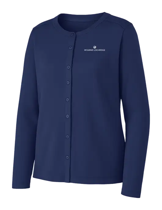 Dress Blue Navy Womens Concept Stretch Button-Front Cardigan Sweater w/McGinnis Logo
