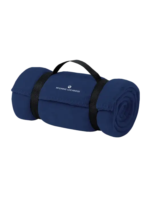 Casual Navy Fleece Blanket With Strap  w/McGinnis Logo