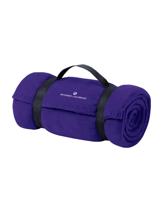 Casual Purple Fleece Blanket With Strap w/McGinnis Logo