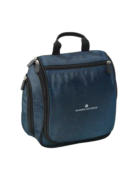 Hanging Dark Steel Blue Toiletry Kit w/McGinnis Logo