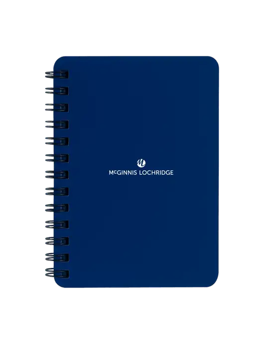 Sturdy Navy Blue Hardcover Notebook, 5.25 x 7 w/McGinnis Logo