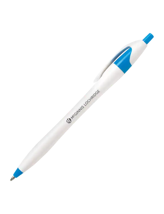 Novella Sapphire Blue/White Splash Pen - Blue Ink w/McGinnis Logo