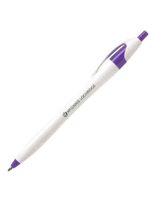 Novella Purple/White Splash Pen - Blue Ink w/McGinnis Logo