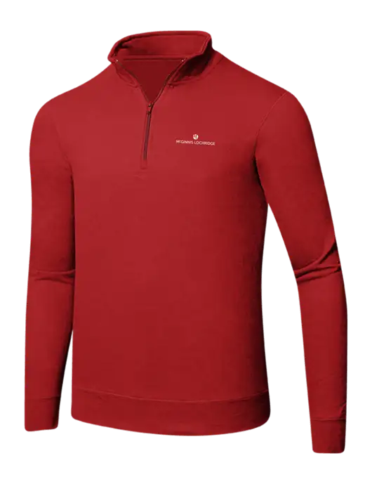 Bright Red 8.5 oz Ring Spun 1/4 Zip Pullover Sweatshirt w/McGinnis Logo