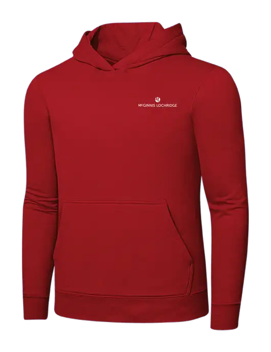 Bright Red 8.5 oz Ring Spun Hooded Sweatshirt w/McGinnis Logo
