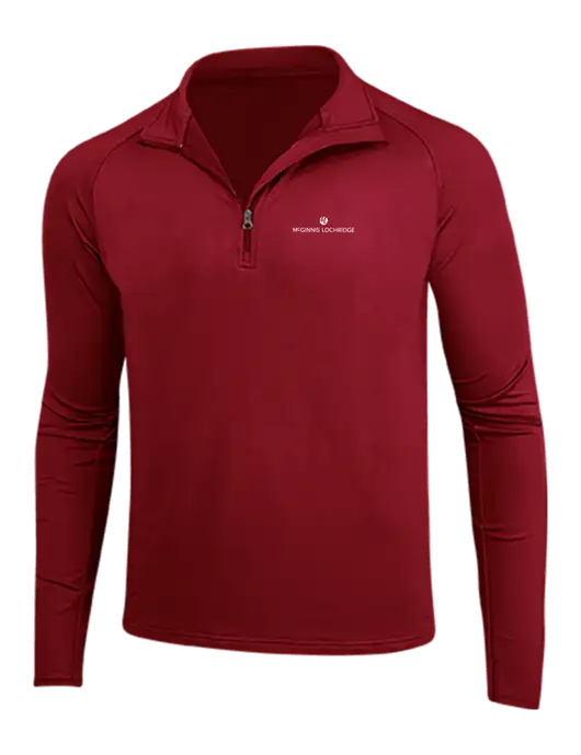 Red Sport Wick Stretch 1/4 Zip Pullover w/McGinnis Logo