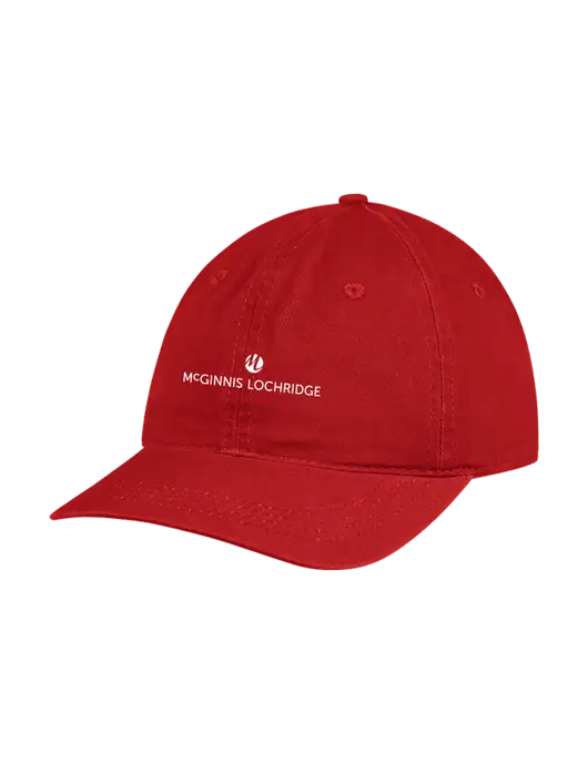 Garment Washed Unstructured Twill Red Cap w/McGinnis Logo
