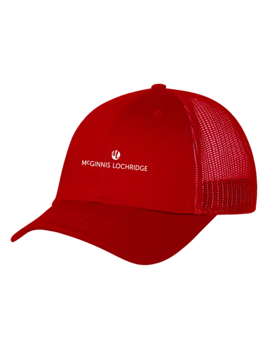 Red Mesh Trucker Cap Snap Back w/McGinnis Logo