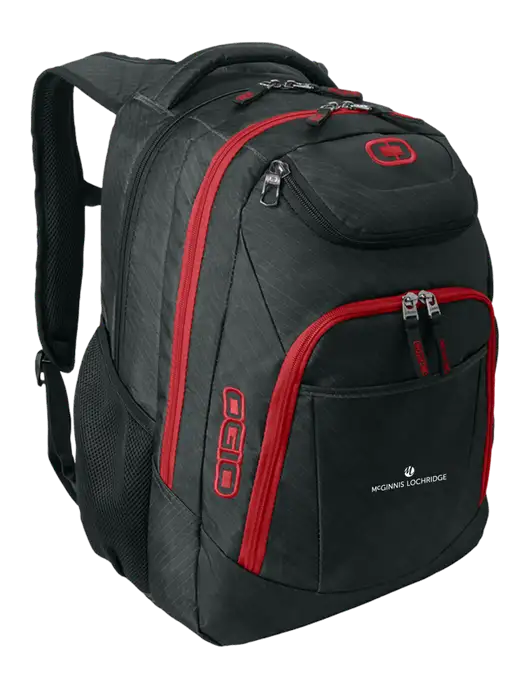 OGIO Dark Grey/Red Excelsior Laptop Backpack w/McGinnis Logo