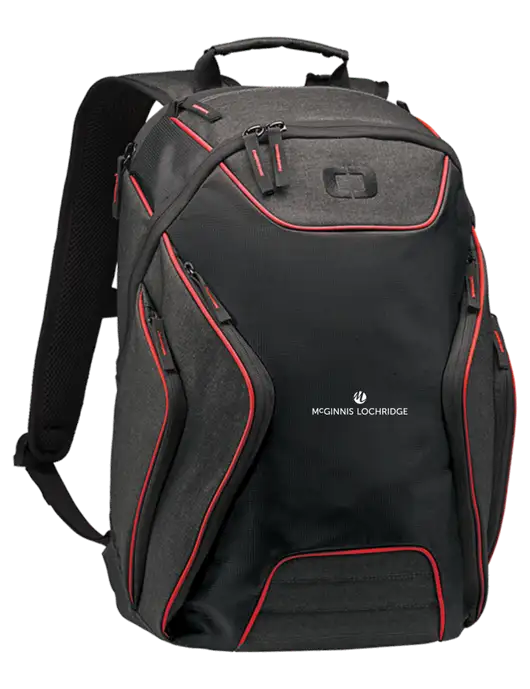 OGIO Red/Heather Grey Hatch Laptop Backpack
 w/McGinnis Logo