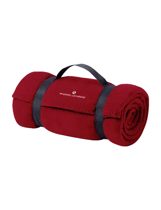 Casual Red Fleece Blanket With Strap w/McGinnis Logo