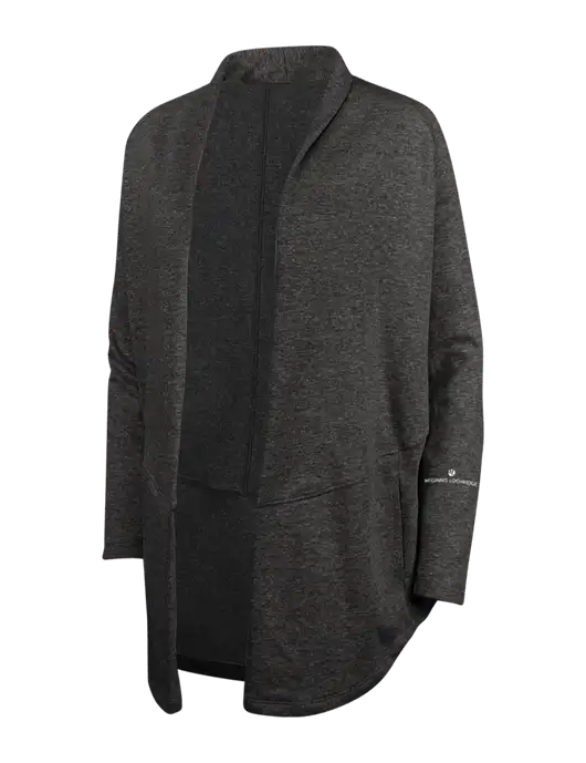 Charcoal Heather/ Medium Heather Grey Womens Interlock Cardigan w/McGinnis Logo