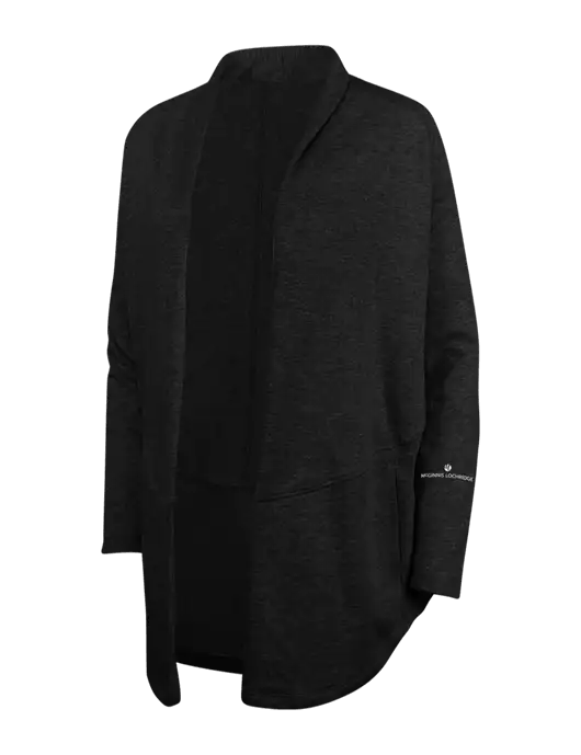 Deep Black/Charcoal Heather Womens Interlock Cardigan w/McGinnis Logo