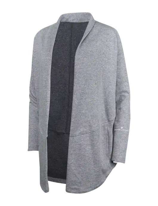 Medium Heather Grey/Char Heather Womens Interlock Cardigan w/McGinnis Logo